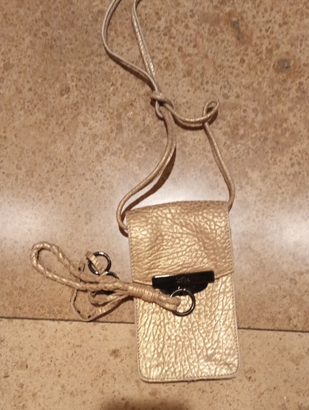 Metallic Gold Crossbody Phone Pouch